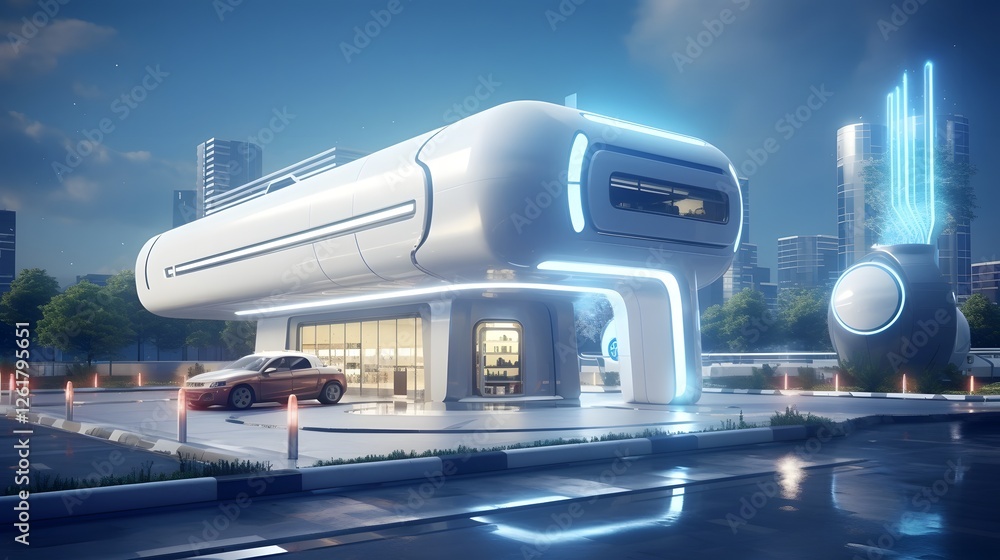 Aufkleber cutting edge futuristic smart garage design with automated vehicle charging station and advanced sec