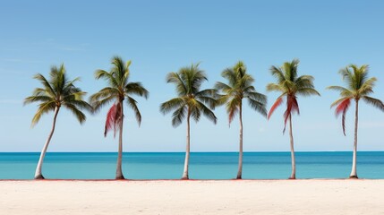 tropical red palm trees
