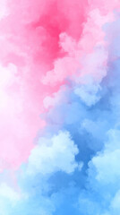 Soft pastel clouds in pink and blue create dreamy background