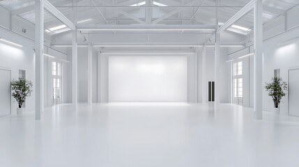 Obraz premium Modern Minimalist 3D Render of a Spacious White Interior AI Generated