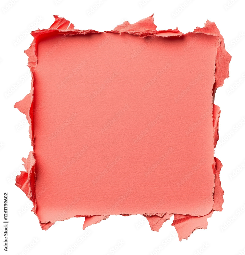 Poster torn paper frame with coral center, textured background. abstract art and design concept