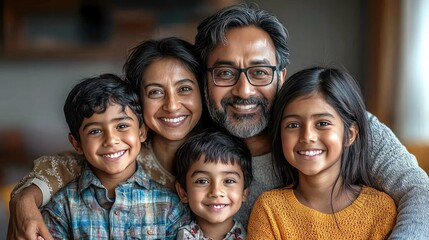 Fototapeta premium Happy Family Portrait: Cherishing Moments of Togetherness and Love at Home