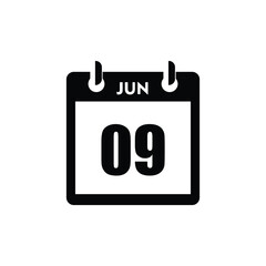 calender icon, 09 june icon with white background