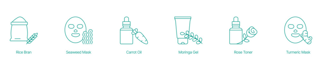 Natural Skincare and Beauty Product Essentials Vector Icons