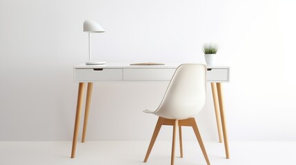 taperedlegs desk and chair on white background
