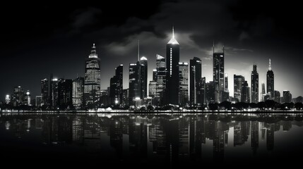 metropolis black and white skyline