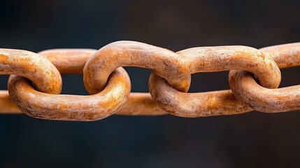 Fototapeta premium Rusty chain links industrial setting close-up photography textured background abstract concept