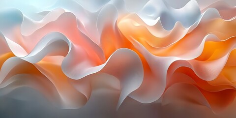 Fototapeta premium Abstract orange & white waves, flowing design, background texture, website banner