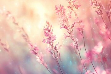 Fototapeta premium Delicate Pink Flowers in Soft Focus with Blurred Background