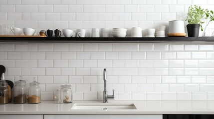 light white tile wall
