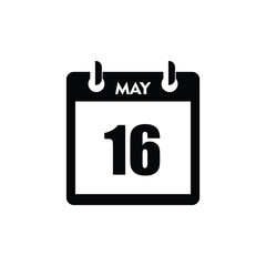 calender icon, 16 may icon with white background