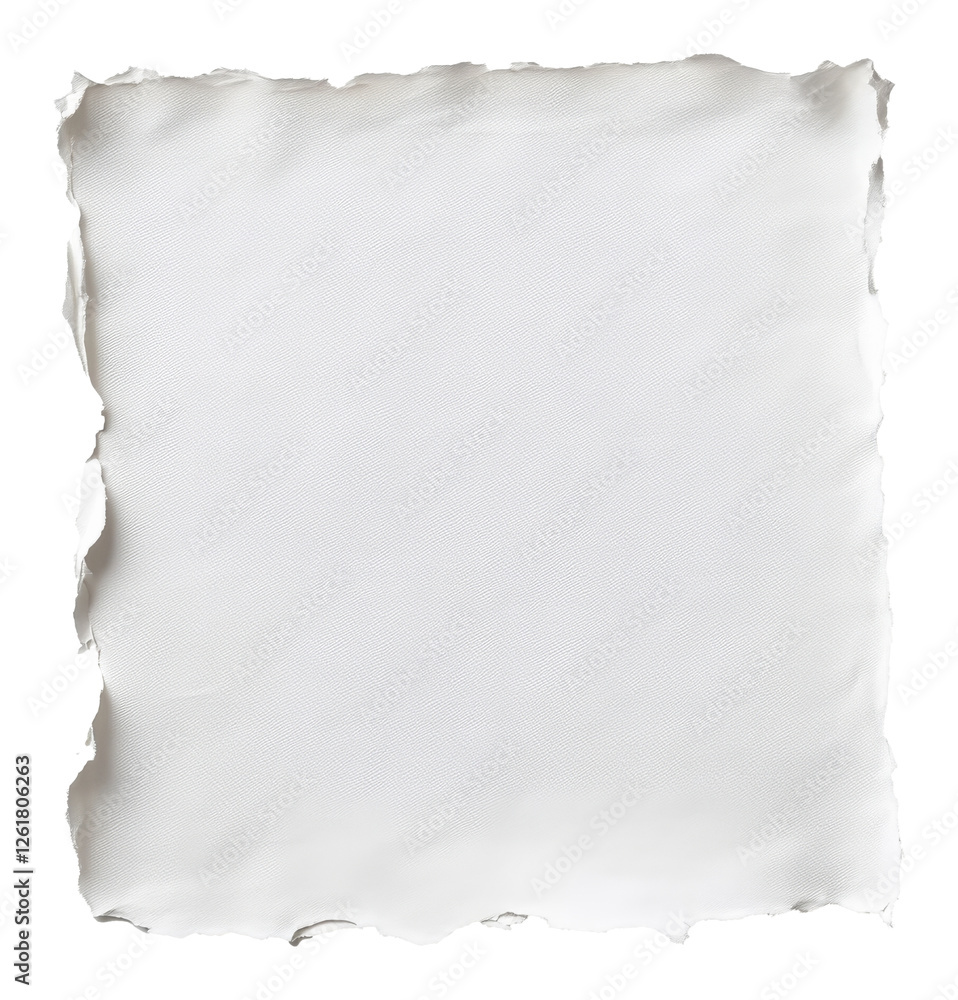 Poster blank sheet of white paper with torn edges, textured surface. creative art and design concept