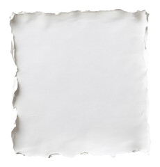 Blank sheet of white paper with torn edges, textured surface. Creative art and design concept