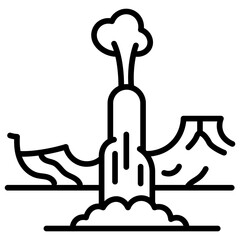 Geyser Landscape Vector Icon
