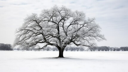 snow black oak tree