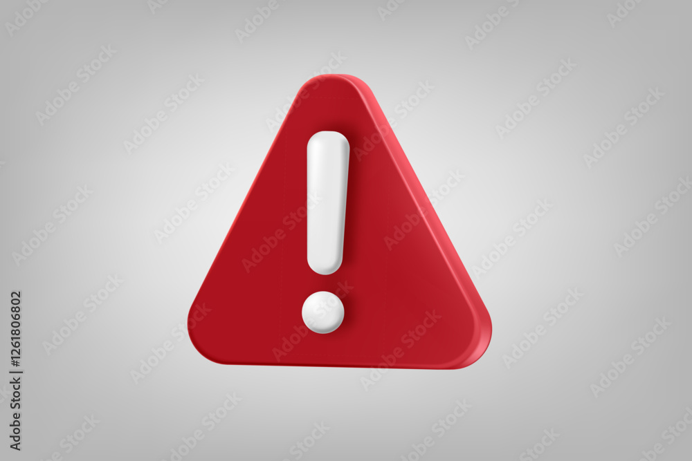 Poster Red triangle with exclamation sign. Vector 3d application icon