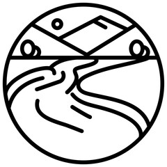 Valley with River Bend Vector Icon