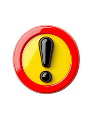 A bright warning symbol featuring an exclamation mark in black, centered within a circular design of red and yellow.
