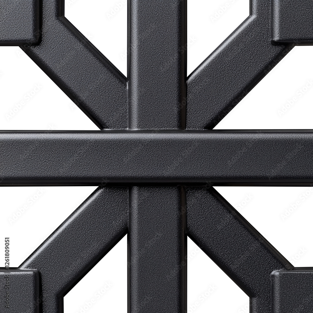Aufkleber a close-up view of a decorative black metal gate design featuring geometric patterns.