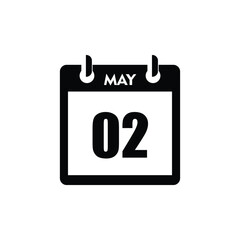 calender icon, 02 may icon with white background