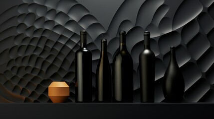 Obraz premium rack black wine bottle