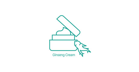 Ginseng Cream Tube Vector Icon, Herbal Skincare, Natural Beauty
