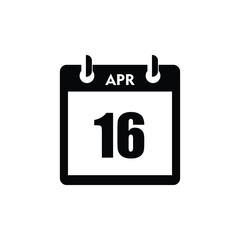 calender icon, 16 april icon with white background