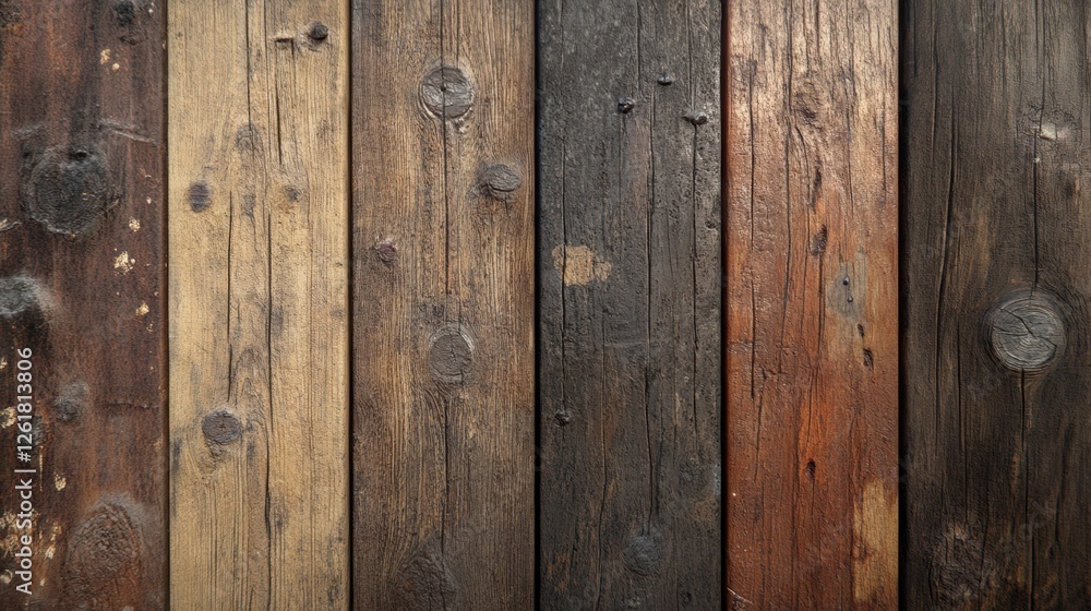 Poster textured wood paneling background with rich colors and visible grain for rustic design projects