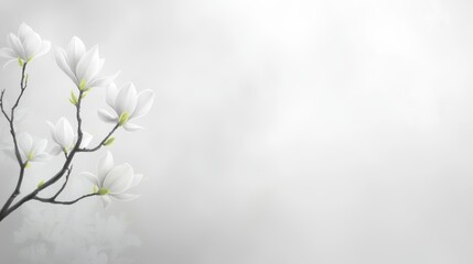 Exquisite white flower on a soft gray backdrop, minimalist nature photography masterpiece