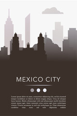 Fototapeta premium Mexico City template for website, presentation, front page, invitation, publication sheet with skyline, landmarks. Vector Mexico image layout, simple and grayscale
