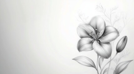 Elegant monochromatic floral sketch, a timeless depiction of nature's beauty in black and white