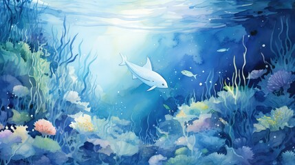 Fototapeta premium under water color blue