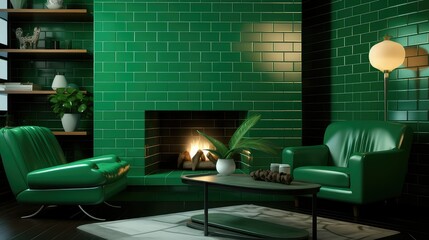 vibrant green subway tile