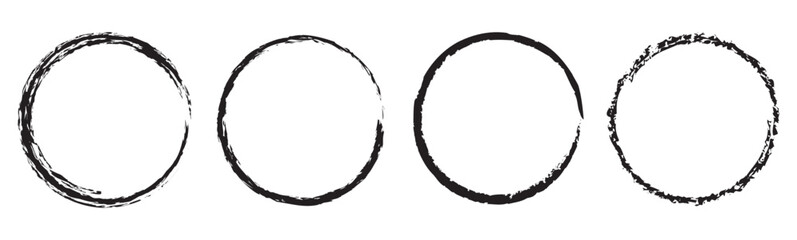 Black grunge round shapes. Brush strokes frames elements, frames for design.  Circle brush strokes, hand drawn paint brush circle logo frame. Brush circles. grunge circles. Brush circles deign