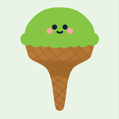 a ice cream cone design green apple flavour