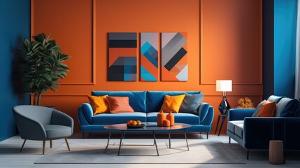 stylish orange and blue background