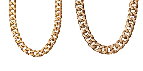 Two Gold Chains Against Transparent Background