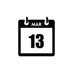calender icon, 13 march icon with white background