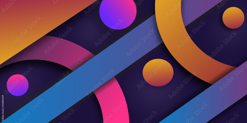 Poster modern abstract colorful gradient circle shape overlap layers background.