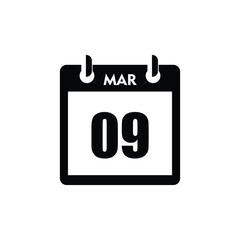 calender icon, 09 march icon with white background