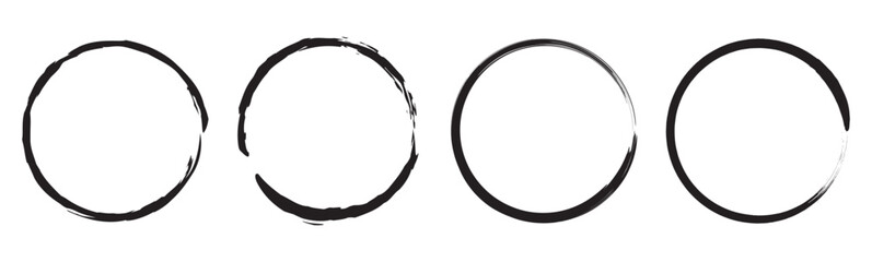 Black circle brush stroke vector isolated on white background. Black circle brush stroke. For stamp, seal, ink and paintbrush design template. Grunge hand. Brush circles. grunge circles.