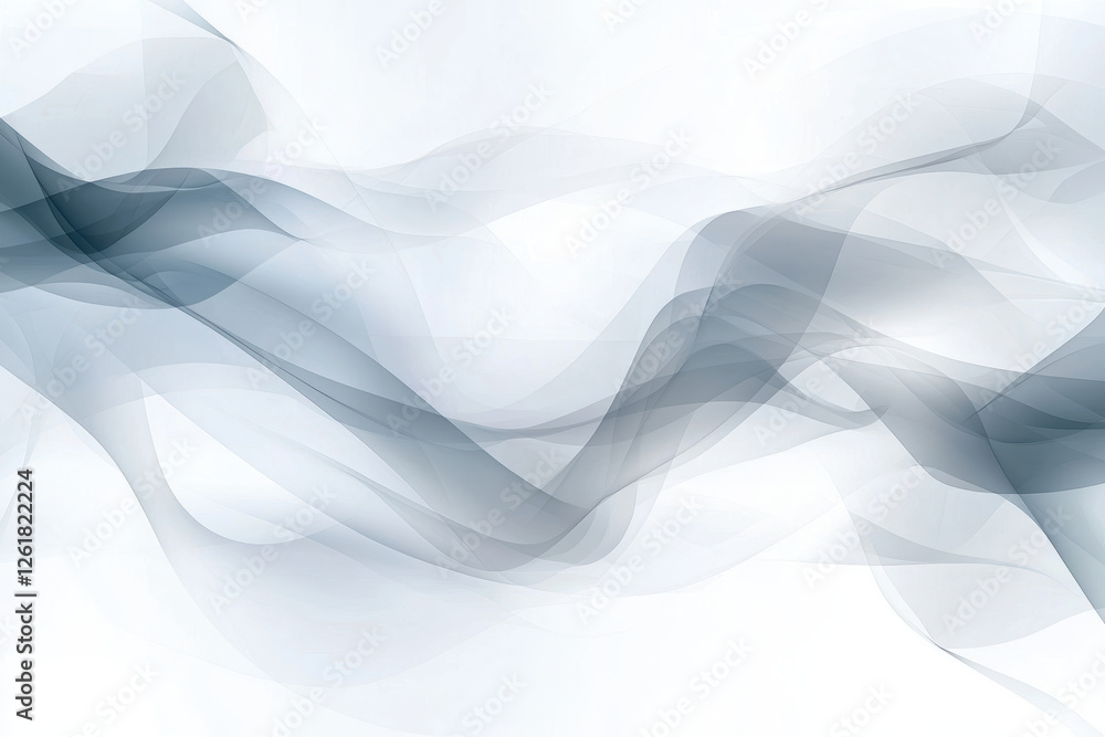 Poster ethereal waves of soft gray and white create minimalist, clean background. perfect for conveying tra