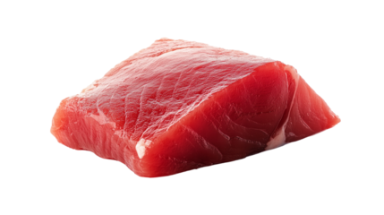 High-resolution, ultra-quality image of fresh ahi tuna steak, neatly cut and arranged on transparent png background. Ai generated