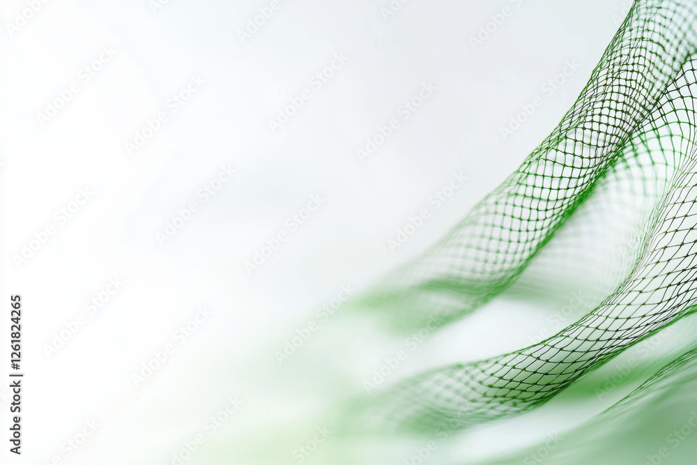 Poster translucent green mesh fabric creates ethereal and minimalist atmosphere. soft texture and neutral t