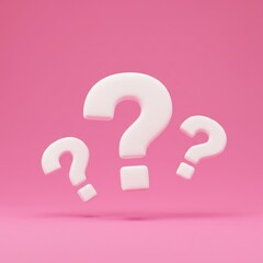 White Question Marks on Pink Background Symbolizing Confusion or Uncertainty