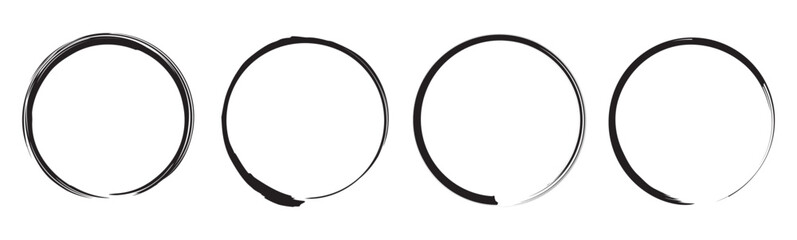 Brush circles. grunge circles. Brush circles deign. Black circle brush stroke vector isolated on white background. circle brush stroke. For stamp, seal, ink and paintbrush design template. Grunge hand