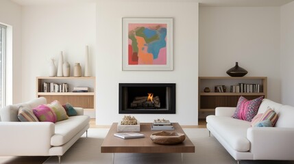 sleek wood fireplace