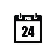 calender icon, 24 february icon with white background