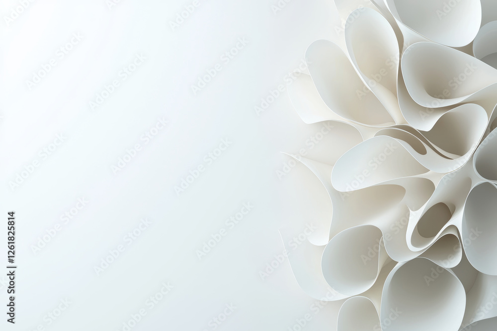 Poster minimalist design featuring soft, flowing shapes in neutral tones, creating ethereal atmosphere