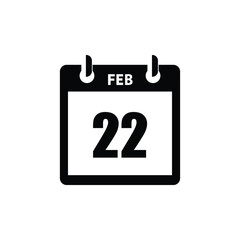 calender icon, 22 february icon with white background